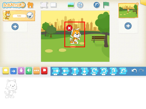 Fondo de biblioteca en el escenario de Scratch Jr.