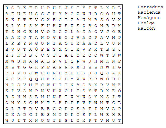Sopa de letras de palabras que comienzan por h Sopa de letras de palabras que comienzan por h