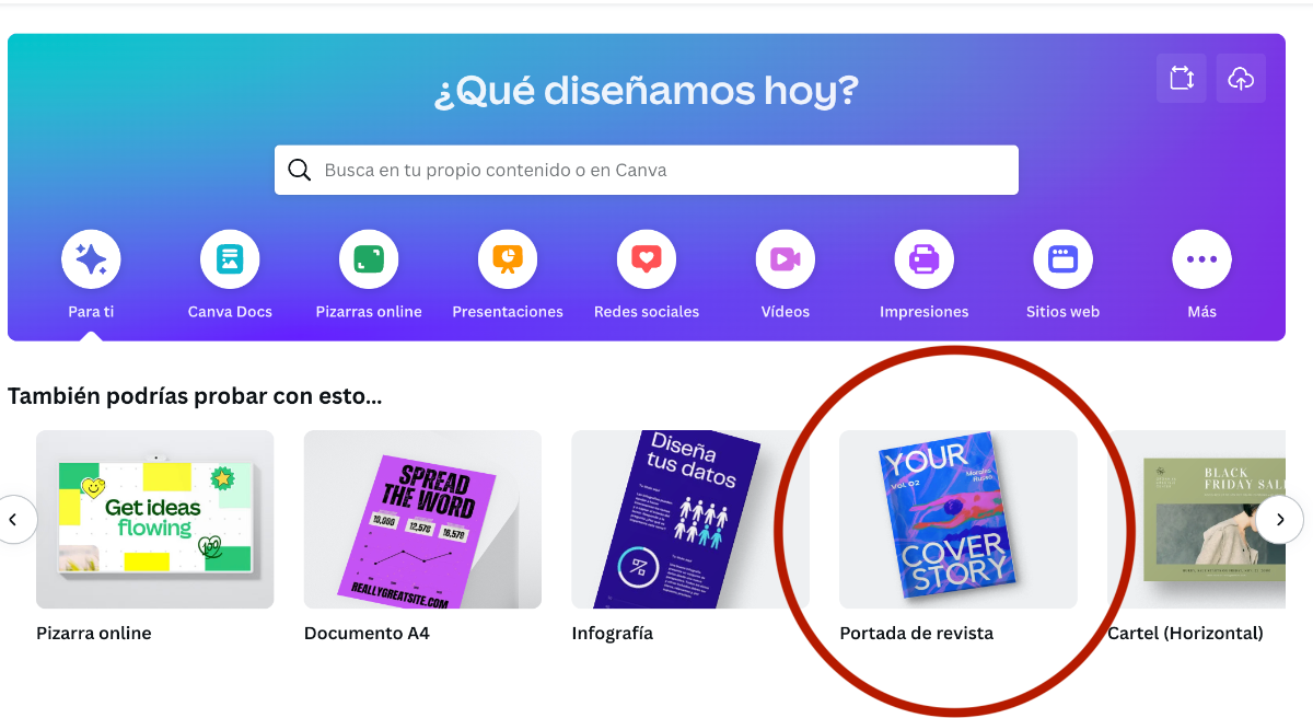 Captura de pantalla de canva