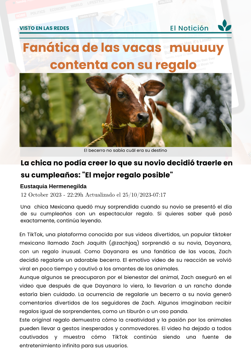 Noticia de chica que recibe regalo