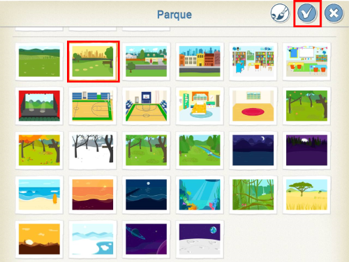 Diferentes fondos para colocar en el escenario de Scratch Jr.