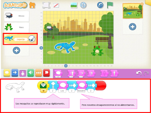 Bloques de programación del personaje niño