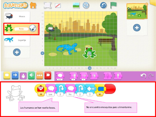 Bloques de programación del personaje niña