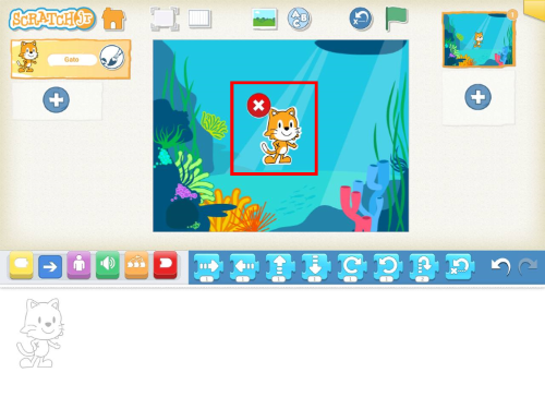 Fondo de biblioteca en el escenario de Scratch Jr.