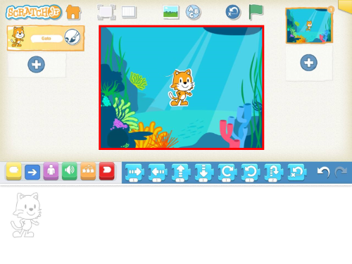 Fondo de una biblioteca en el escenario de Scratch Jr.
