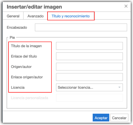 TÏtulo y reconocimiento de una imagen Campos a rellenar de título y reconocimiento de una imagen