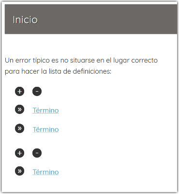 Error en lista de definiciones Apariencia de Lista de definiciones
