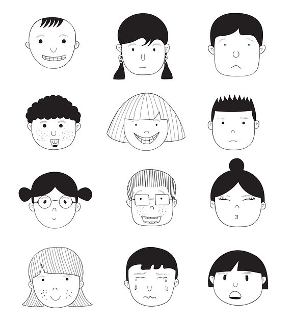 Caras de personas jóvenes con distintas expresiones