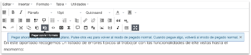 Barra de herramientas del editor de texto, icono copiar sin formato