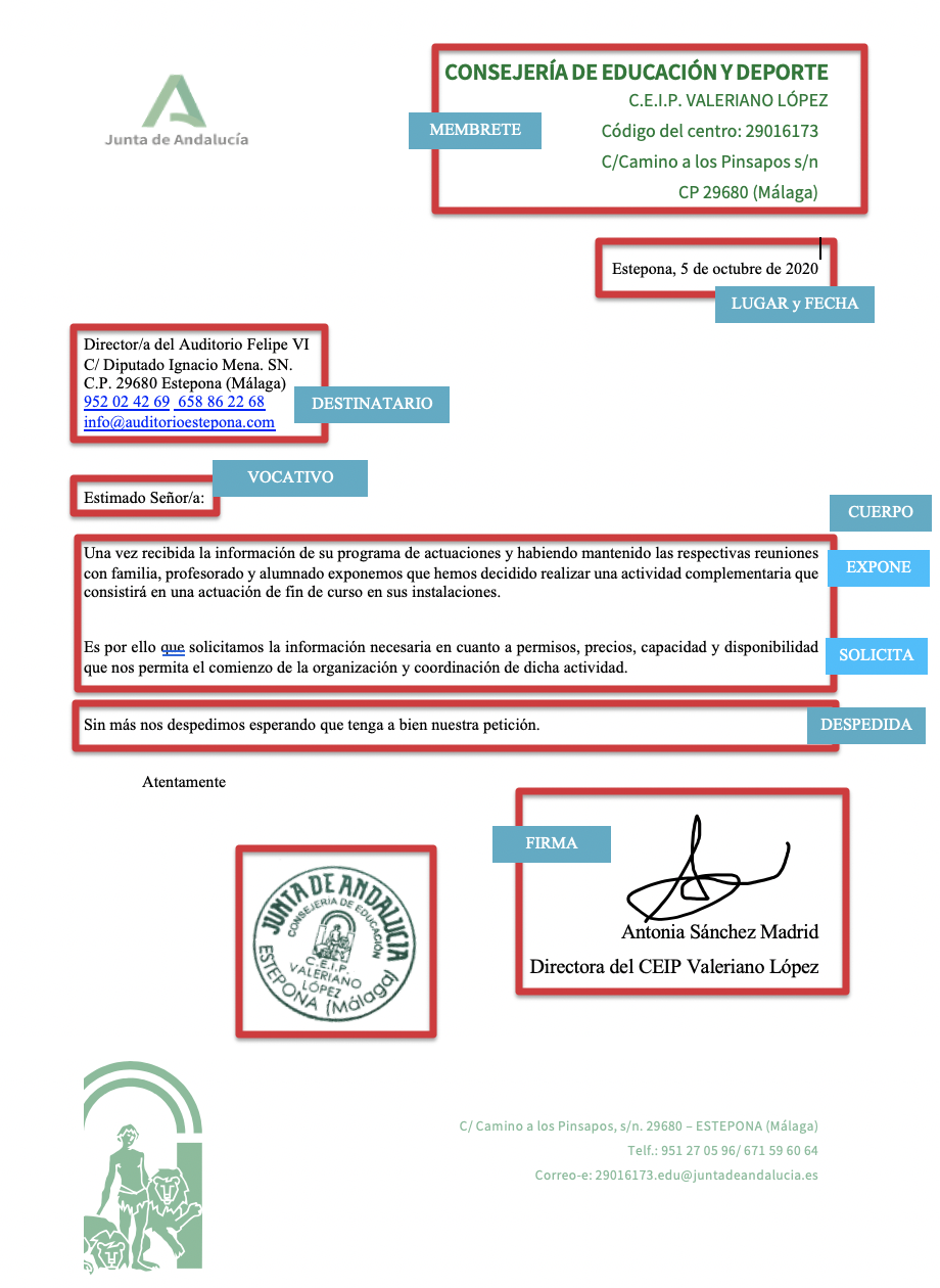 Ejemplo de una carta formal