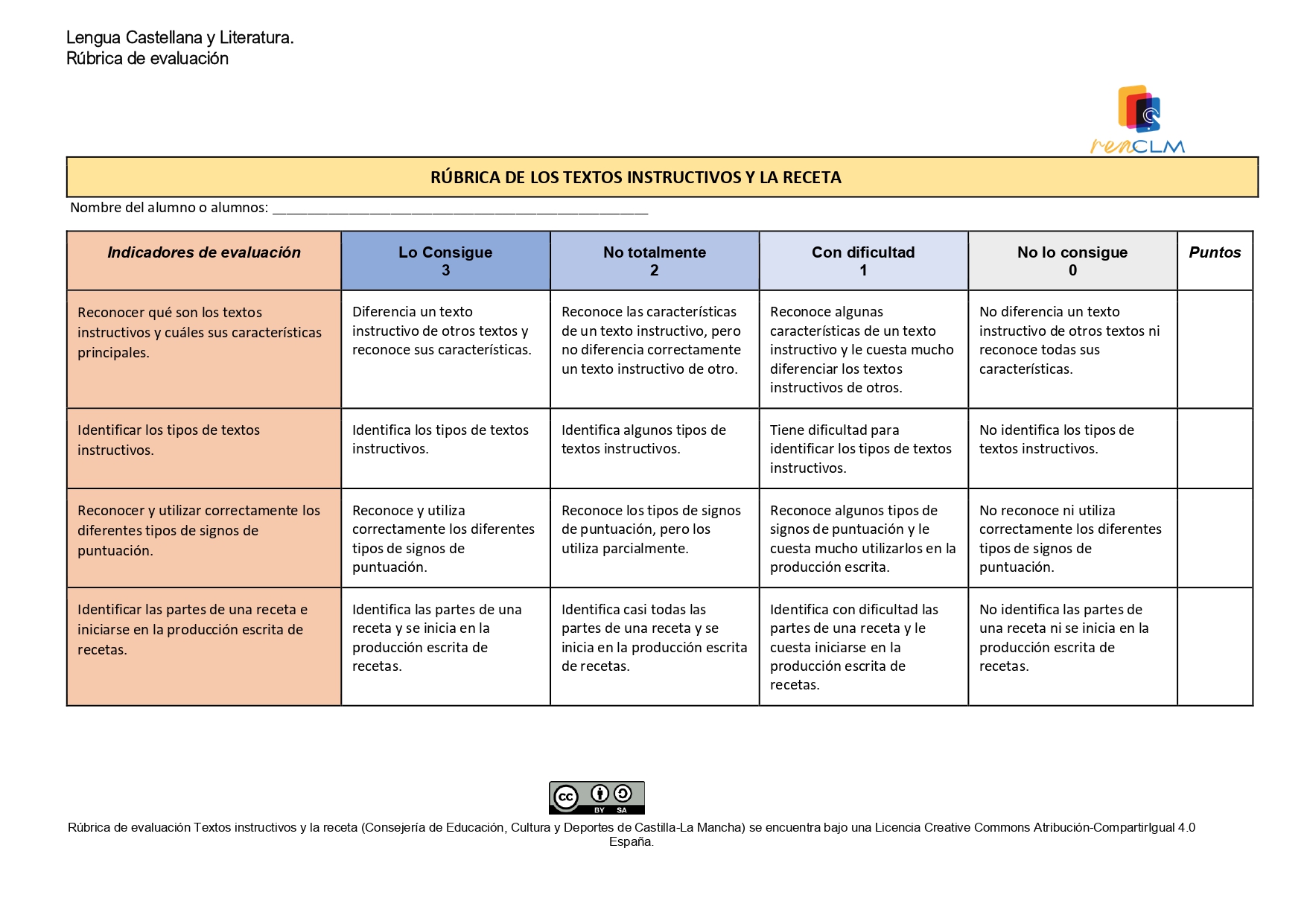 Rúbrica textos instructivos Rúbrica