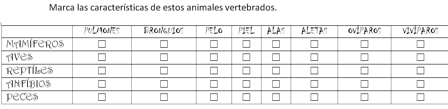 Animales vertebrados