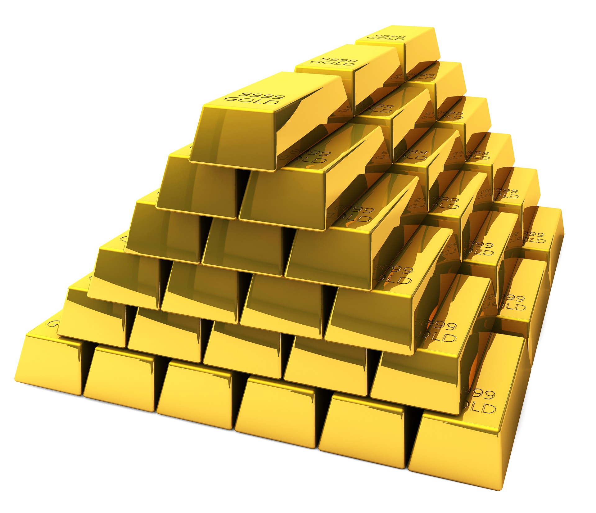 Lingotes de oro apilados