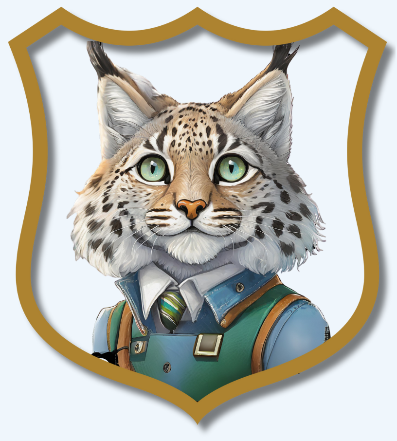 Dibujo de lince enmarcado en un escudo