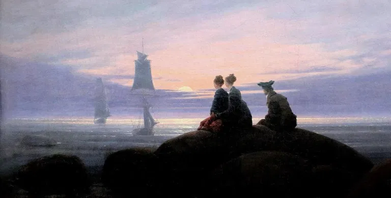 La luna saliendo a la orilla del mar Cuadro del romanticismo alemán