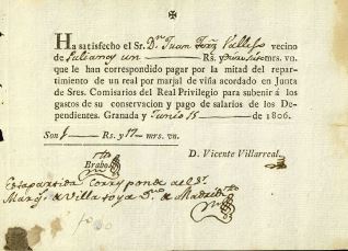 Recibos, letras y facturas - 1806, junio, 15. Granada