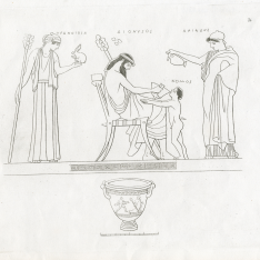 Dioniso y Ariadna junto a Como y Tragedia