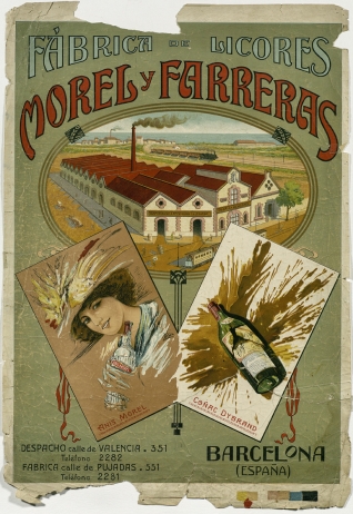 Cartel publicitario de Morel y Farreras - Fábrica de licores