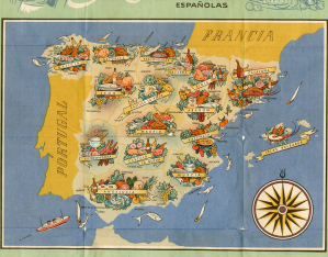 Mapa gastronómico de España. XII Feria Oficial e Internacional de Muestras en Barcelona. 10-25 junio 1944