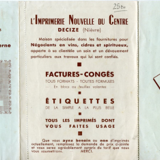 Folleto publicitario de taller de imprenta "L'Imprimerie Nouvelle du Centre" (Decize, Nièvre. Francia)