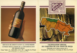 Calificación oficial de cosechas de los vinos de Rioja. Consejo Regulador de la Denominación de Origen de Rioja. 1984