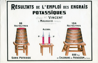 Publicidad de fertilizante cloruro de potasio. Maugio (Francia). [s.f.]