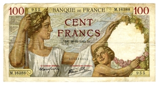 Billete de cien francos