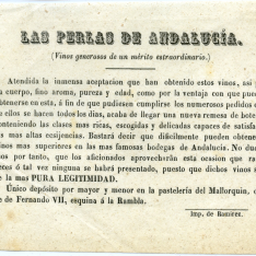 Folleto publicitario "Las perlas de Andalucía", de vinos generosos andaluces. [ca.1900]