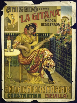 Cartel publicitario de Antonio Merchán Aranda - Anisado la Gitana