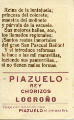 Colección de doce cromos con publicidad de "Piazuelo". "Compañía de Varietés"