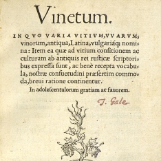 Vinetum, in quo varia vitium, vvarum, vinorum, antiqua, Latina, vulgariaqnomina