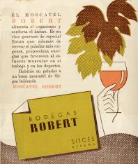 Folleto publicitario de vino moscatel Robert. Sitges