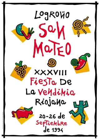 Cartel anunciador de la XXXVIII Fiesta de la Vendimia Riojana (Logroño)