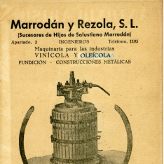 Folleto comercial de maquinaria para industria vinícola y oleíca. Marrodán y Rezola, S.L.