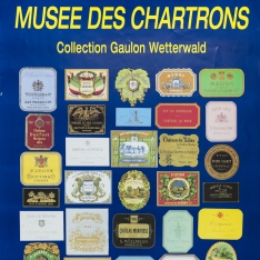 Cartel promocional del museo de etiquetas "Patrice Calvet - Bourdeaux"