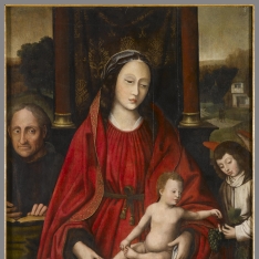 Virgen entronizada con Niño y ángel