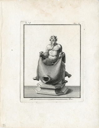 Estatua de Sileno montado en un odre