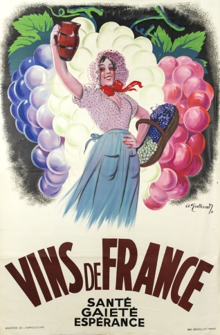 Cartel promocional de los vinos de Francia