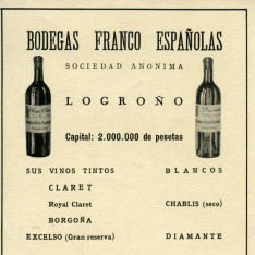 Publicidad de Bodegas Franco Españolas, S.A. (Logroño - La Rioja). [ca. 1939]