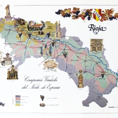 Cartel/mapa del territorio de la Denominación de origen Rioja (Tipos de Terrenos)