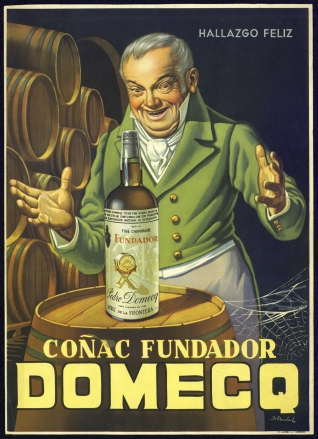 Cartel publicitario de la marca Domecq (Coñac Fundador)